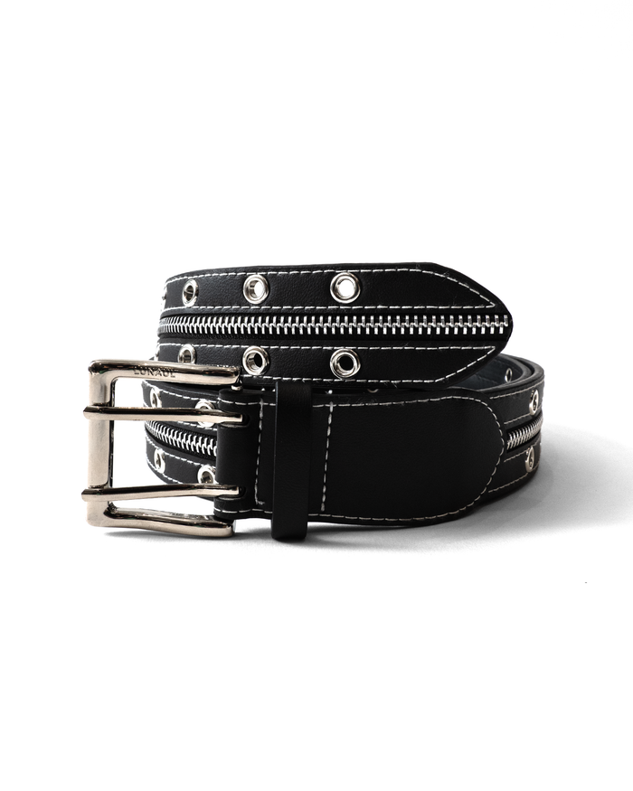 LEATHER ZIPPER BELT (black)