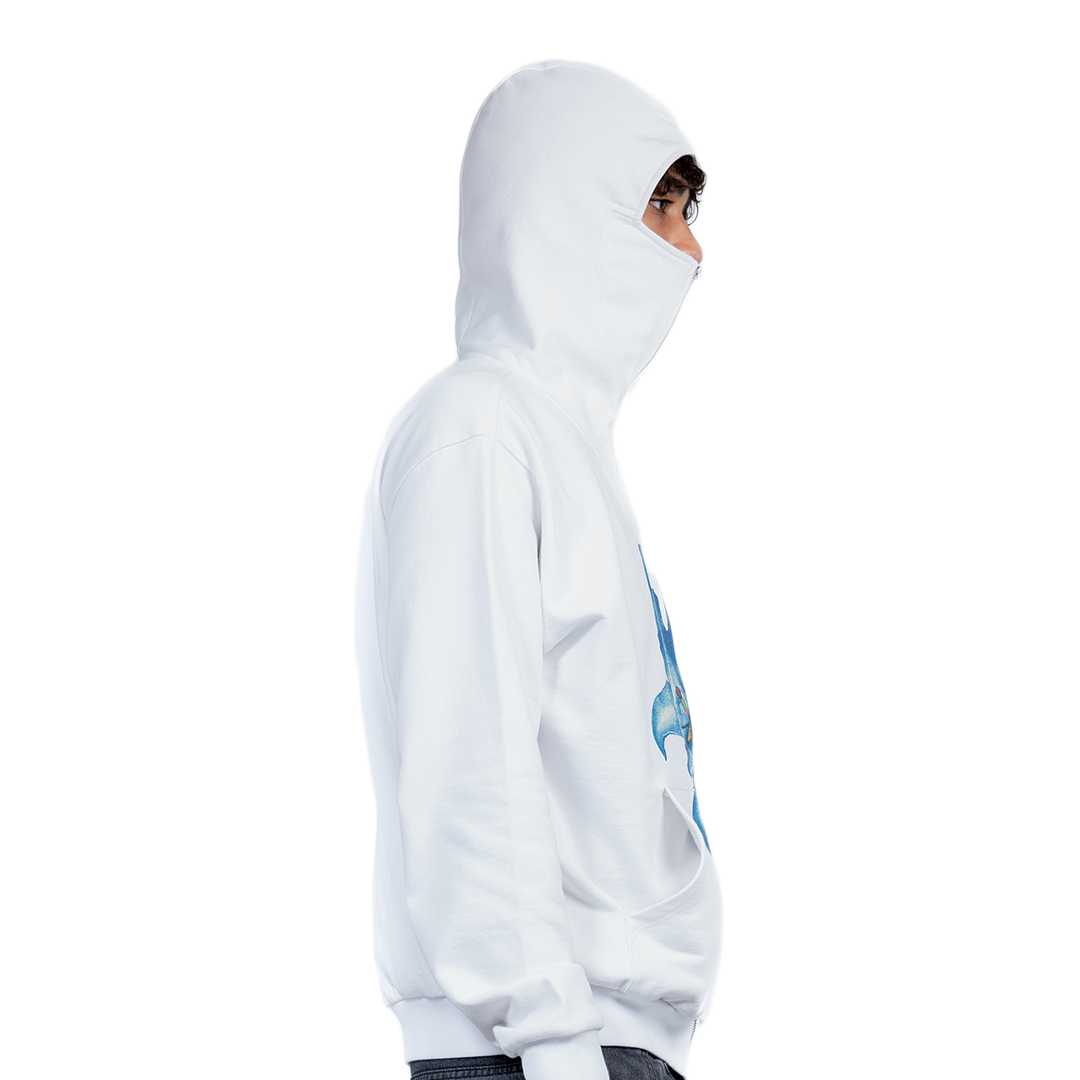 Balaclava hoodie zip-up (white)